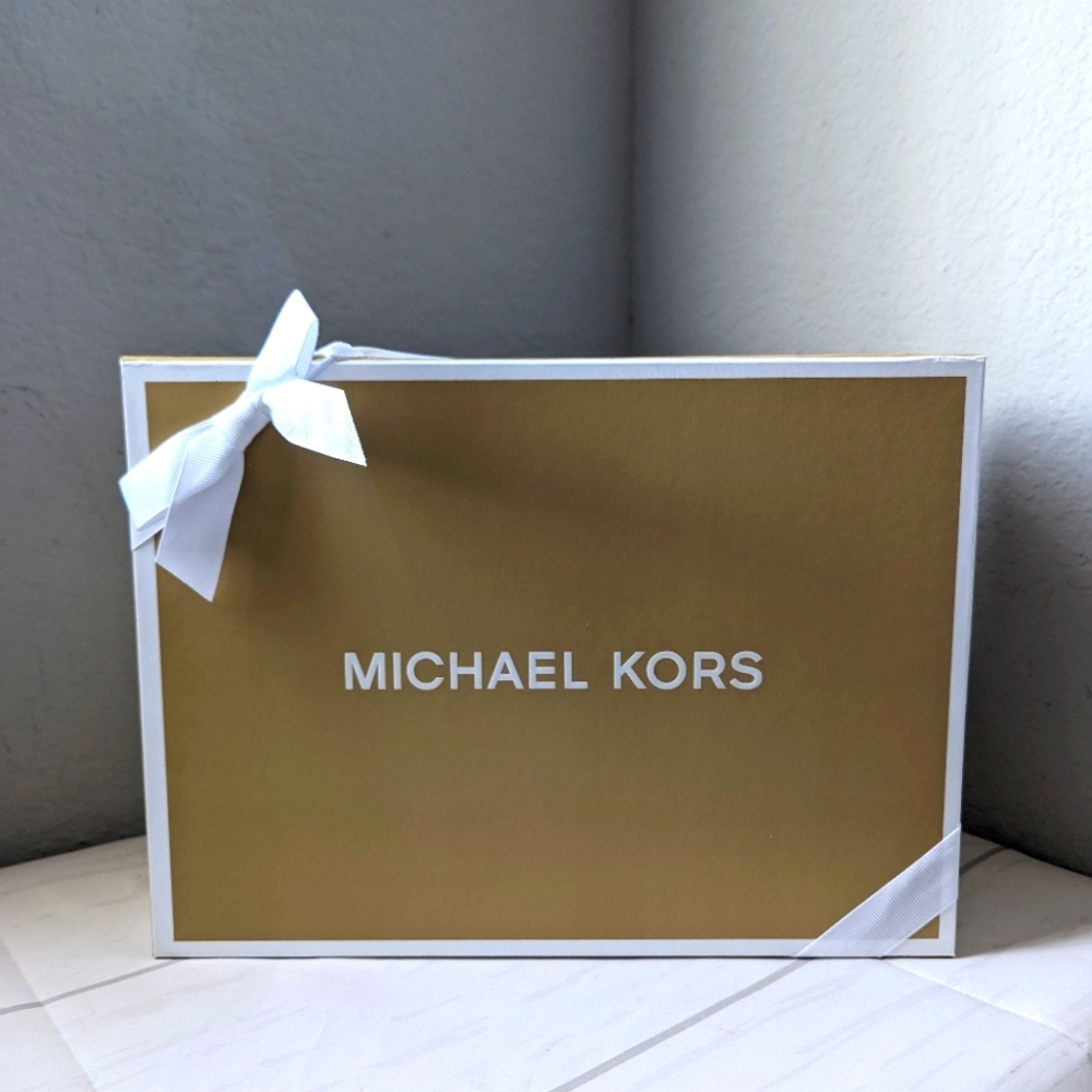 NEW Michael Kors Beige/White Gift Box Empty) w/ Ribbon&Tissue 12"X8.75"X4"